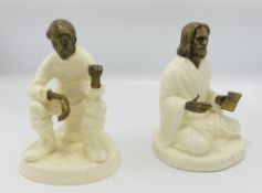 Minton Pottery & Bronze Seconds Figures: Travelers Tales & The Sage(2)