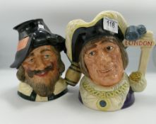 Royal Doulton Large Character Jugs:Dick Whittington D6846 and Guy Fawked D6861. (2)