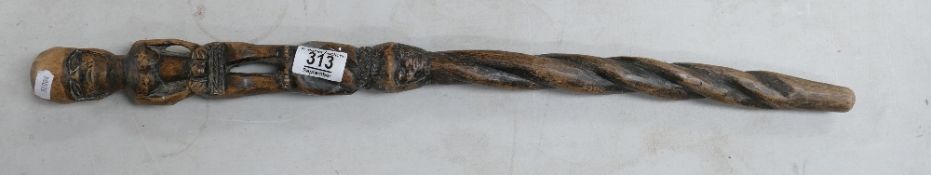 Carved Wooden Ethnic Stick: