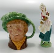Royal Doulton Figurine Lizzie HN2749: Together With Royal Doulton Character jug 'Arriet'. (2)
