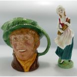 Royal Doulton Figurine Lizzie HN2749: Together With Royal Doulton Character jug 'Arriet'. (2)