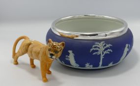 Large Wedgwood Dip Blue Fruit Bowl: together with Beswick Lioness 2097(2)