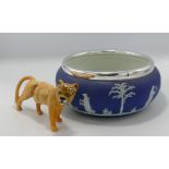 Large Wedgwood Dip Blue Fruit Bowl: together with Beswick Lioness 2097(2)