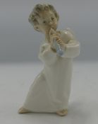 Small Lladro Figure of Angel playing Pipes: height 15cm