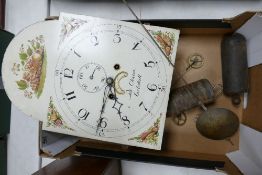 Longcase clock DIAL only arch painted dial weights and pendulum: Clinton of Eccleshall, recently