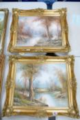Two Large Framed Oil on Canvas Landscapes: both signed Cafieri, canvas size 39.5cm x 49cm(2)
