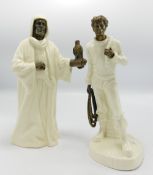Minton Pottery & Bronze Seconds Figures: The Fisherman (stress break to body) & The Sheikh(2)