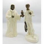 Minton Pottery & Bronze Seconds Figures: The Fisherman (stress break to body) & The Sheikh(2)