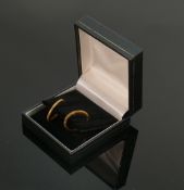 Pair 9ct gold satin hoop earrings: brand new QVC in original box, 2g.