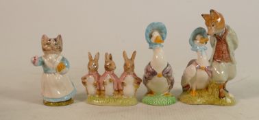 Royal Albert & Beswick Beatrix Potter Figures: Jemima Puddleduck with Foxy Gentleman , Flopsy Mopsey