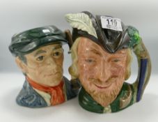 Royal Doulton Large Character Jugs:Little Mester D6819 and Robin Hood D6527. (2)