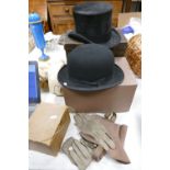 Boxed Dunn & Co Top Hat: & similar Top Bowler: XXL sizing with approx internal measurement of