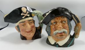 Royal Doulton Large Character Jugs:Long John Silver D6335 and Sancha Panca D6456 (2)