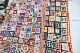 Two Large crochet blankets: 214cm x 134cm & 210cm x 131cm(2)