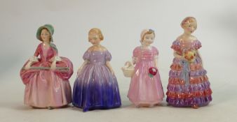 Royal Doulton Child Figures: Marie Hn1370, The Little Bridesmaid, Bo Peep HN1811 & Tinkle Bell