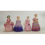 Royal Doulton Child Figures: Marie Hn1370, The Little Bridesmaid, Bo Peep HN1811 & Tinkle Bell