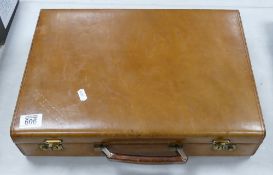 Quality Brown Leather 1950's Brief Case: with brass locks