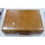 Quality Brown Leather 1950's Brief Case: with brass locks