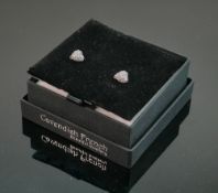 Cavendish French pair of Silver: heart shaped earrings, boxed.