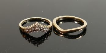 9ct gold wedding ring & diamond eternity ring: both size M, total weight 4.2g.
