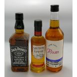 A collection of Alcoholic Spirits to include: Jack Daniels 70cl, Asda Navy Rum 70cl & Southern