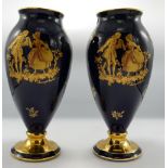 Two Limoges Castel France Vases: Both with Courting scene & Gilt decoration. (2)