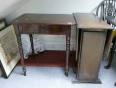 Victorian single draw Hall table: Together with dropleaf table. (2)