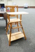 Vintage Baveybuilt Wooden Childs High Chair: