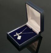 9ct white gold diamond openwork cross: and necklace,QVC brand new and boxed, 2.2g.
