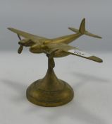 Brass Mosquito Bomber Shaped Desk Paperweight: height 11cm