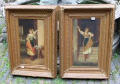 A pair of early 19th century oil paintings on canvas: in ornate, heavy gilt frames, 87 x 61