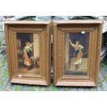 A pair of early 19th century oil paintings on canvas: in ornate, heavy gilt frames, 87 x 61
