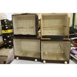 Four canary/finch wooden and wire breeding cages