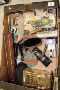 A mixed collection of items: vintage sets of darts, small snooker scoreboard, boxed ladies Sekonda