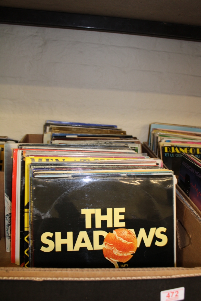 A large collection of vinyl albums including: Shirley Bassey, The Shadows, Rod Stewart etc 2 trays.
