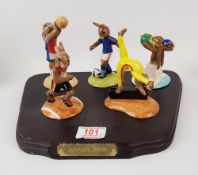 Royal Doulton Bunnykins set of Olympic games figures: comprising Swimmer DB206, Basketball DB208,