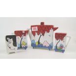 Lili Caro Hand Decorated Deco Limited Edition Teapot & Condiment Set: height of tallest 18cm(4)