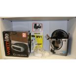 2 x Warmlite fan heaters: together with a Karcher WV1 window vac, desk fan and portable speakers.