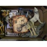 A collection of Bradford Exchange and similar Wolf themed items: 1 tray.