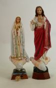 Two Large Resin Religious Figures of Jesus & Madonna: height of tallest 43cm