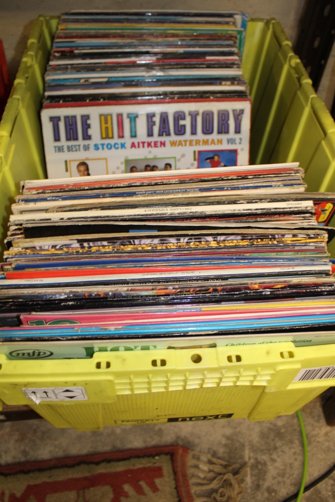 A large collection of vinyl albums including: 1970's pop, rock n roll etc 1 box.