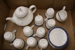 A collection of Royal Doulton Atlanta teaware: teapot, 8 cups and saucers & 1 milk jug (2nds).