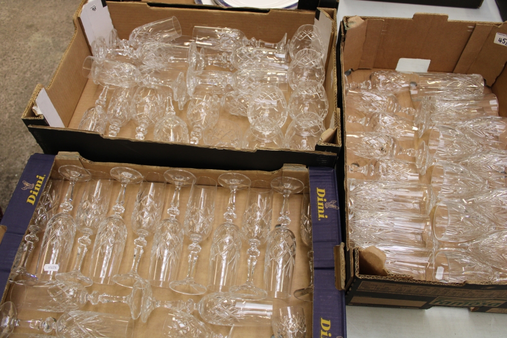 A large collection of Royal Doulton crystal glassware: including Prosecco glasses, brandy glasses,