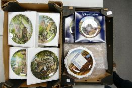 A large collection of Royal Doulton & Coalport Decorative wall plates: some boxed (2 trays)