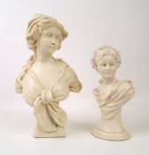 Artform Classically Modeled Busts: together with similar smaller item, height of tallest 29cm(2)