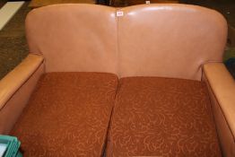 An Art Deco 3 piece suite: 2 seater settee with 2 tub chairs (in need of some attention).
