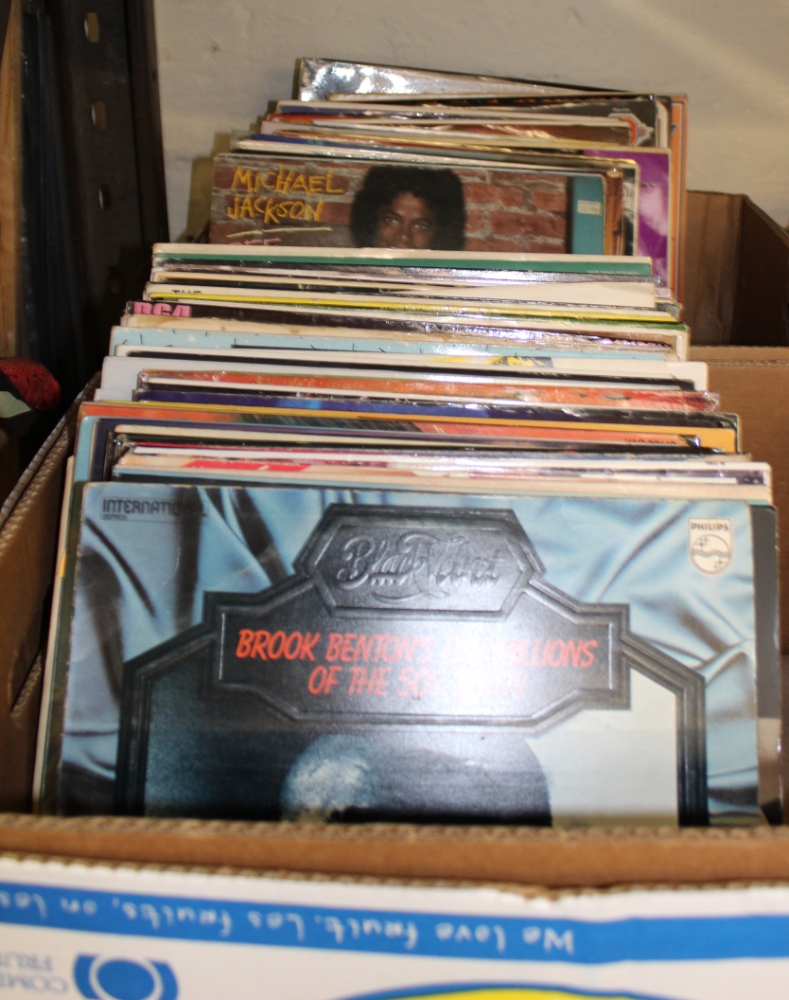 A large collection of vinyl albums including: Bee Gees, Beach Boys etc 2 trays.