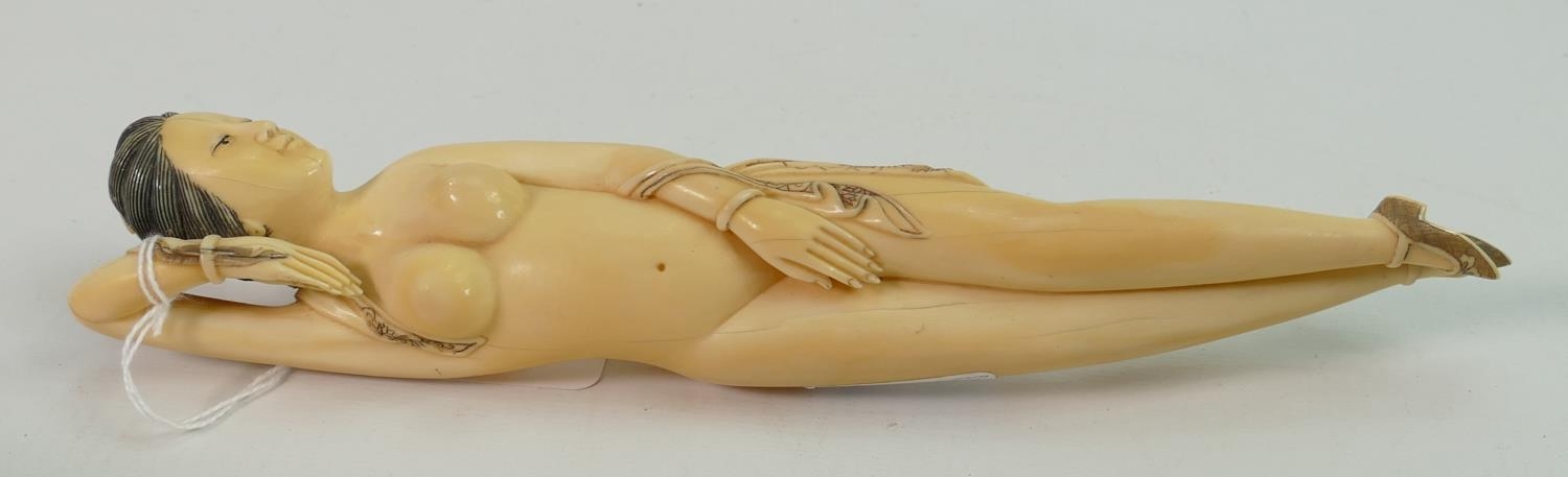 Ivory 19th century Chinese doctors lady figure: Measuring 23cm long, well carved and unsigned. These - Image 2 of 3