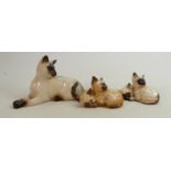 Beswick Siamese Cat 1558: Together with 2x Siamese kittens curled up 1296, in Different