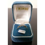18ct gold & platinum diamond ring, size J/K,1.6g:(worn & bent)